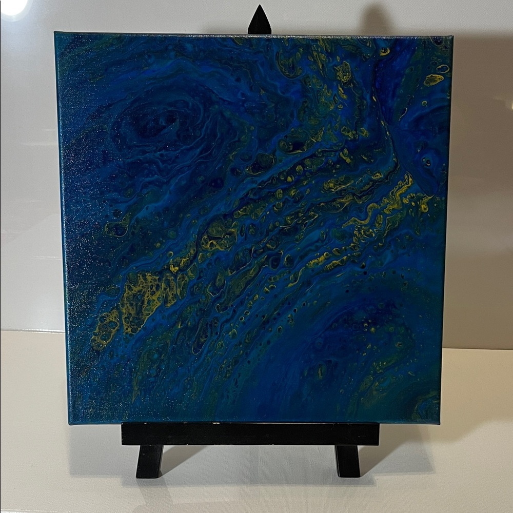 Abstract Blue and Gold Canvas Art